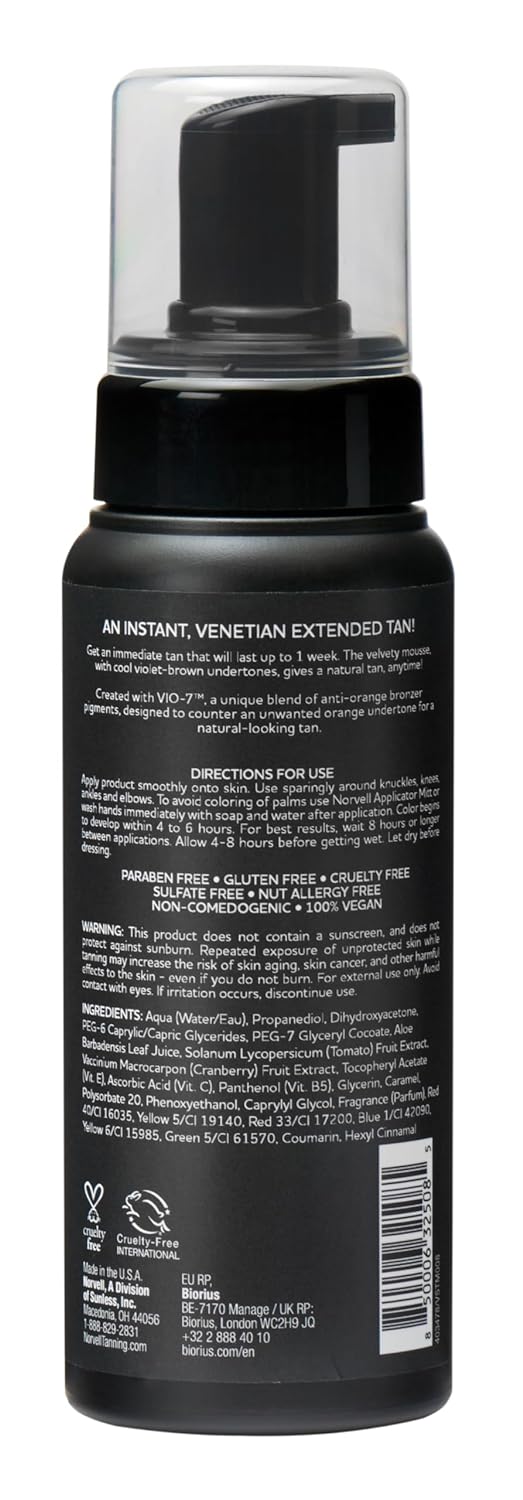 Norvell Venetian Self Tan Kit: 8oz Venetian Mousse & Mitt for Streak-Free Tan