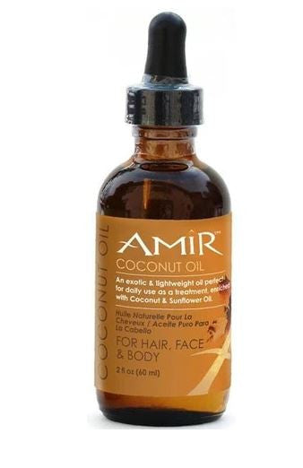 Amir Coconut Oil 2 fl oz - Hydrating Natural Oil for Hair, Face, and Body, in Sleek Bottle.