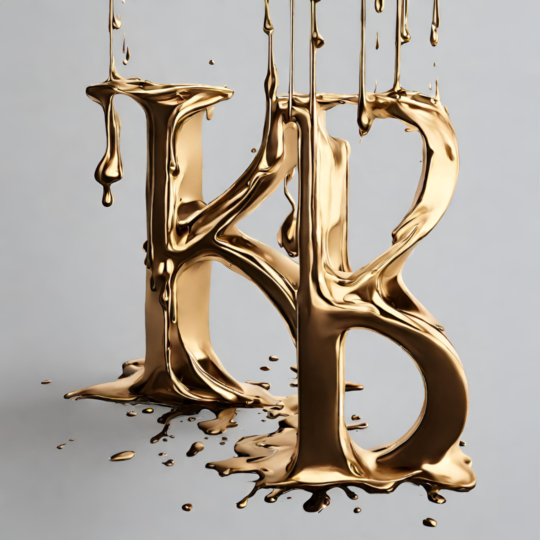 KB initials for Kahuna bay dripping in gold