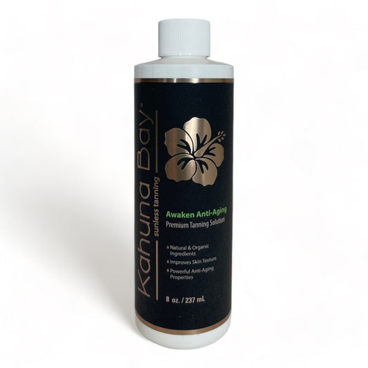 Kahuna Bay Tan,Awaken Anti-Aging Dark Spray Tan Solution Sample, 8 oz bottle anti-aging formula