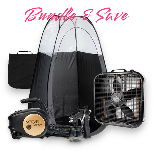 Norvell M1000 Mobile HVLP Spray Tan Airbrush Machine, Pop-up Spray Tan Tent, and Norvell Extraction Fan Starter Kit Bundle