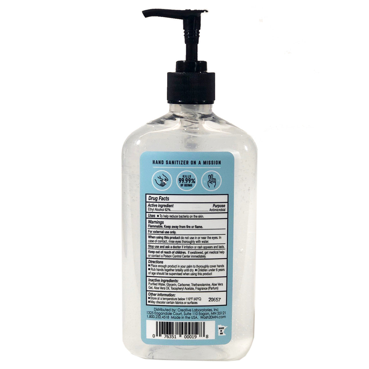 Wash20 Vegan Formula Hand Sanitizer, 18 oz